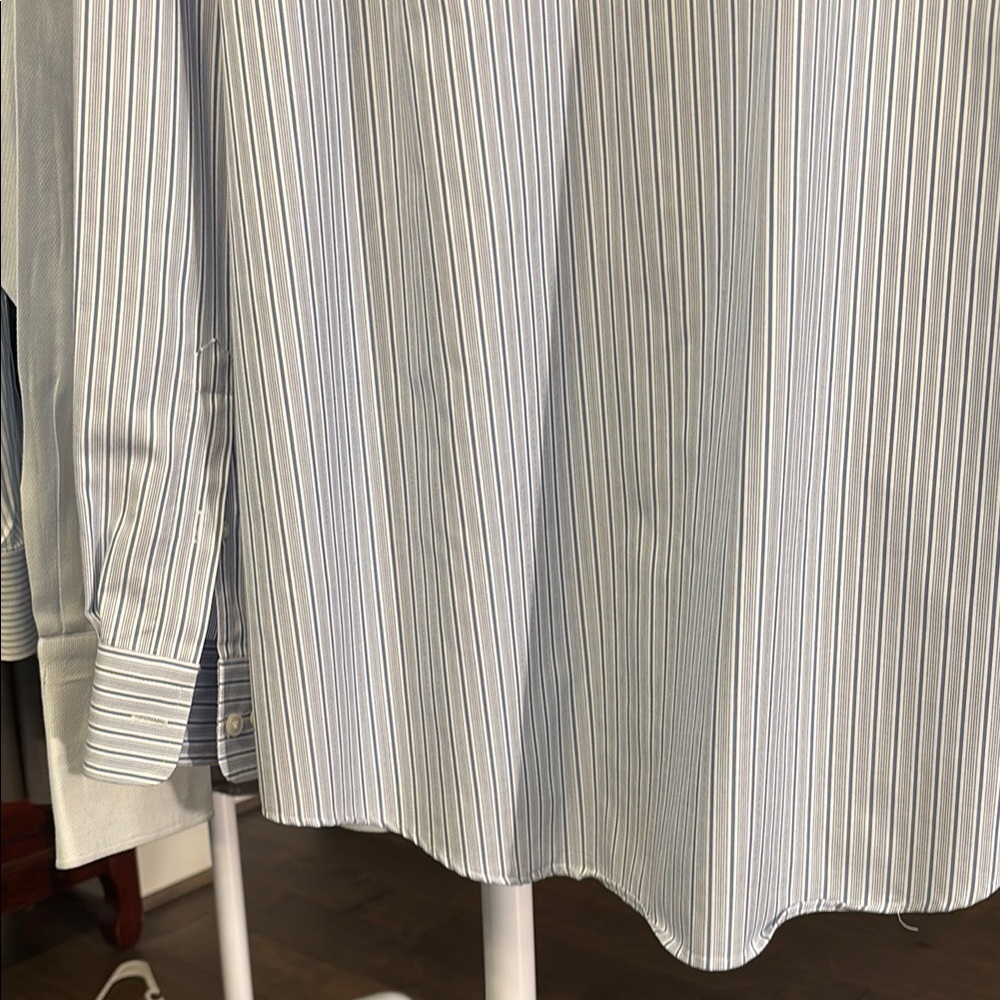 Joseph Abboud Blue and White Pinstripe Dress Shirt non iron - Picture 7 of 7